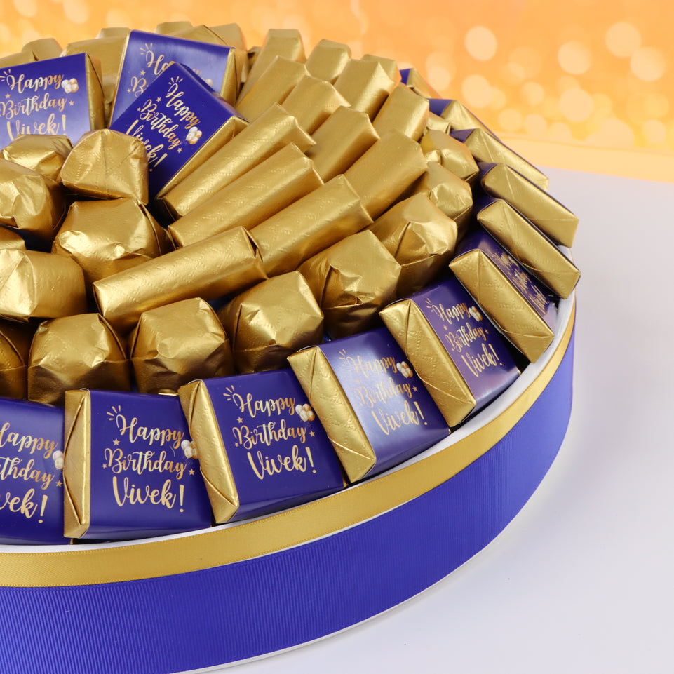 Happy birthday designed premium chocolate round leather tray