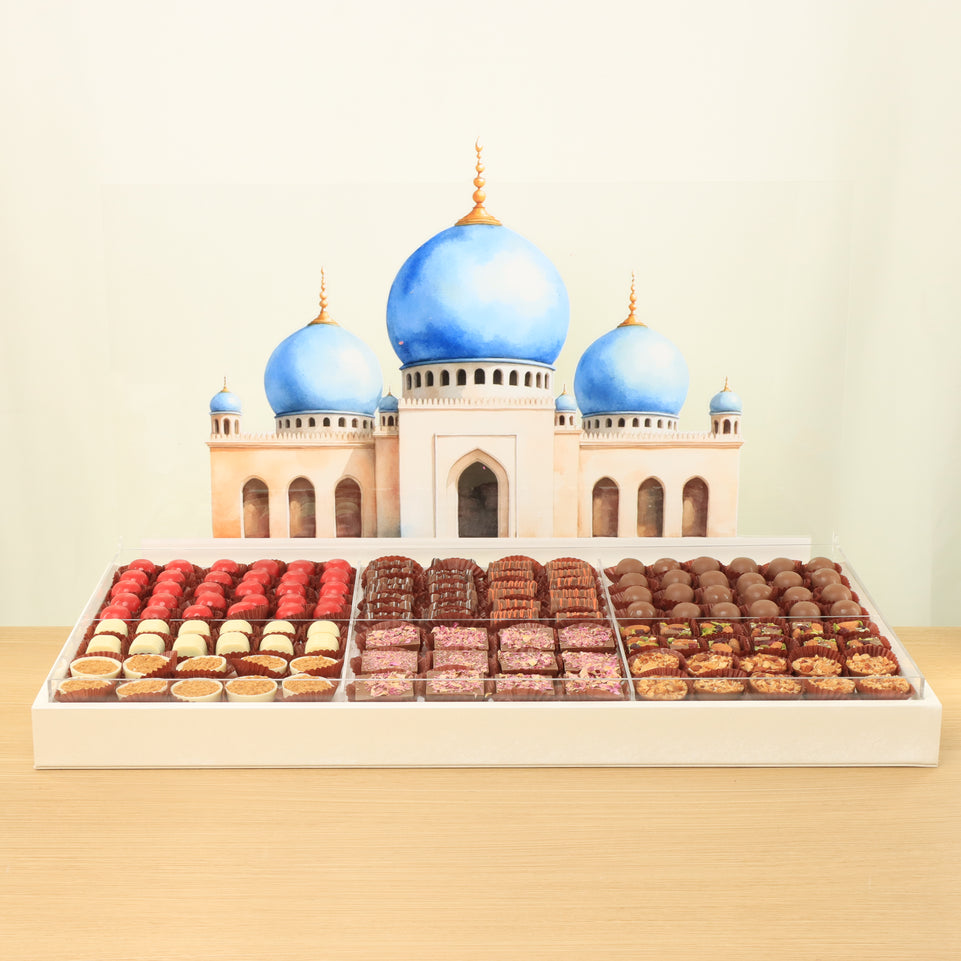 Ramadan designed premium chocolate & sweets large leather tray