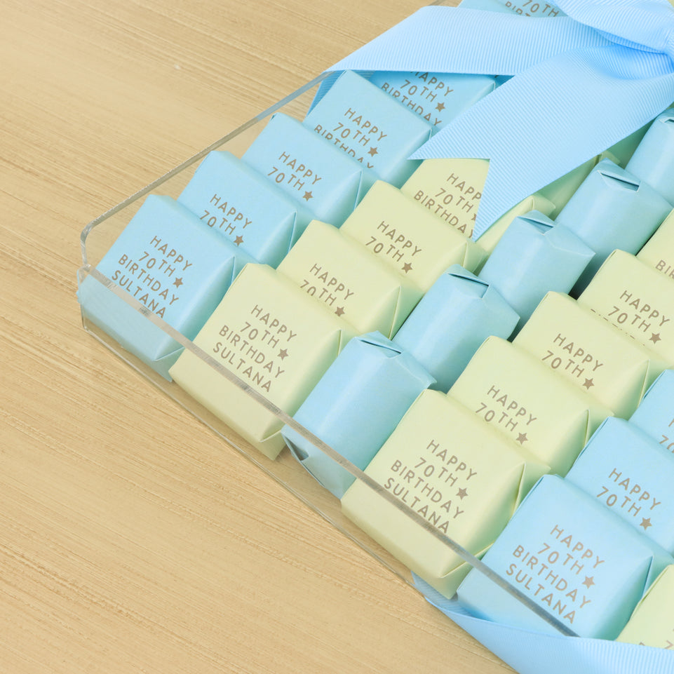 Happy birthday designed premium chocolate medium acrylic tray