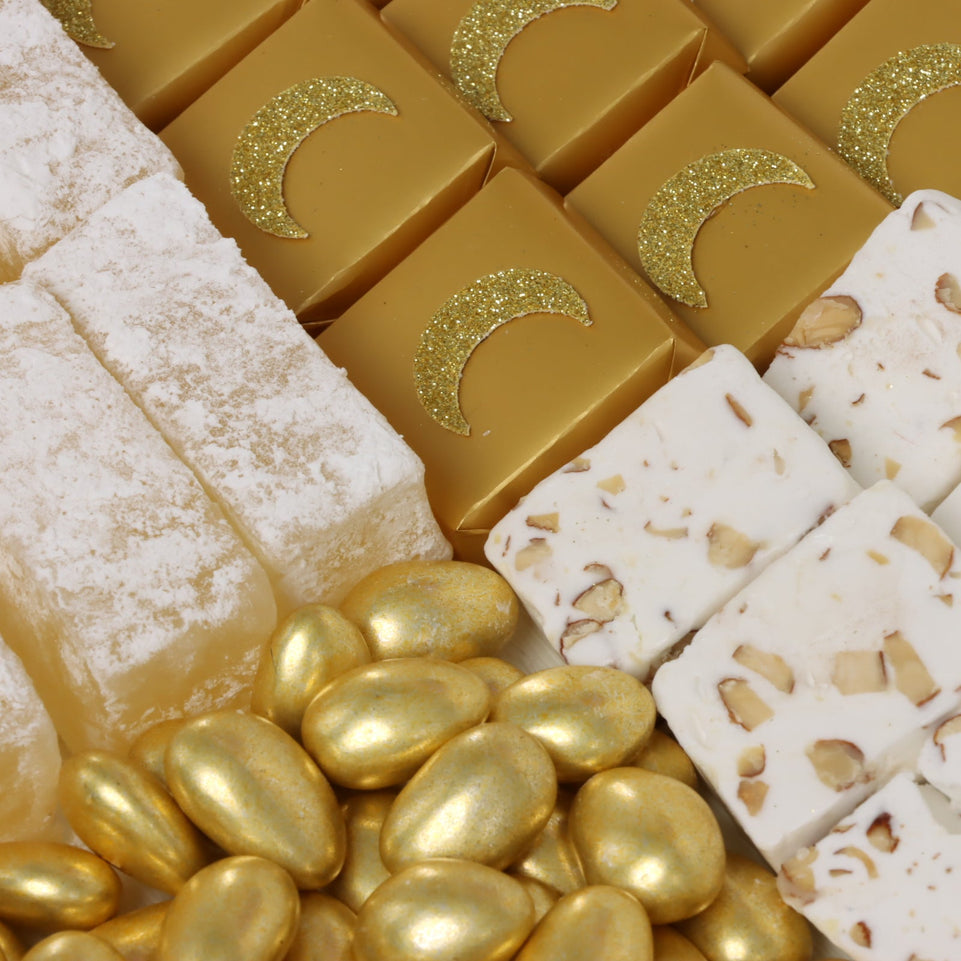 Ramadan kareem lantern designed chocolate & sweets medium leather tray with acrylic backdrop