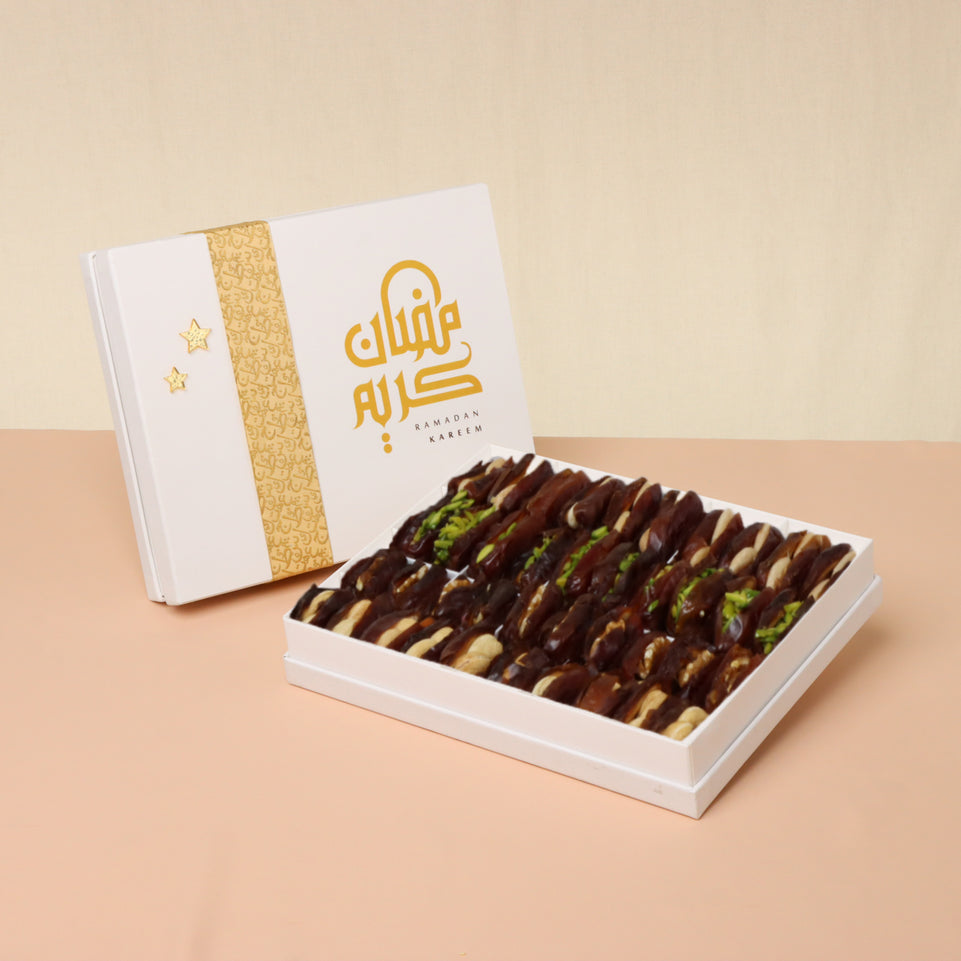 Ramadan designed premium nut stuffed dates printed hard box
