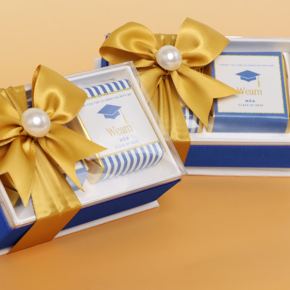 Set of 20 graduation personalized designed premium chocolate view top box