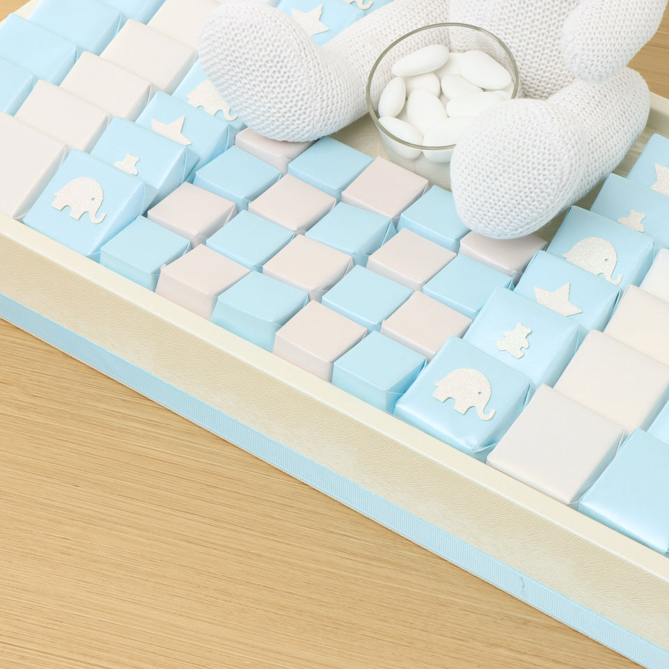 Baby boy glittery decorated chocolate & teddy plush toy leather tray