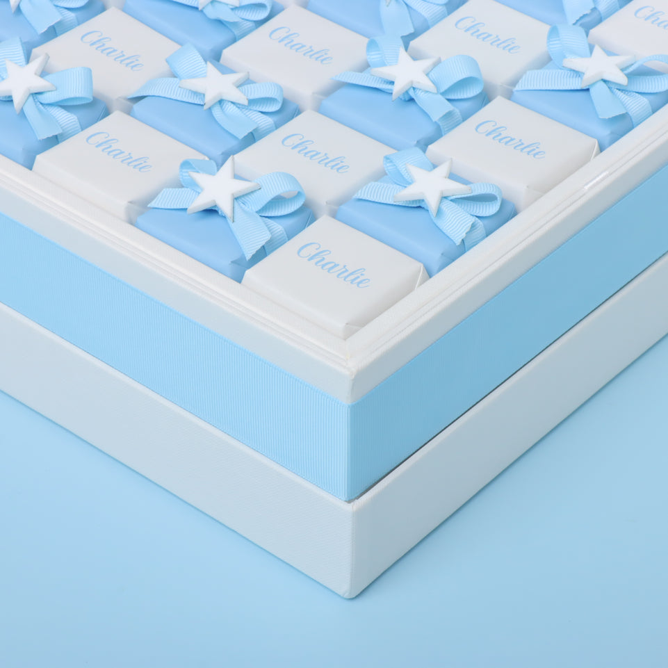 Baby boy personalized acrylic decorated chocolate large hamper