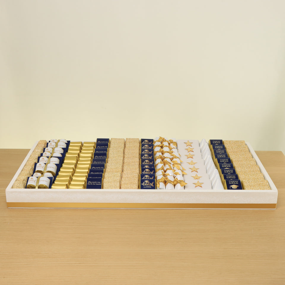 Graduation designed premium chocolate large leather tray