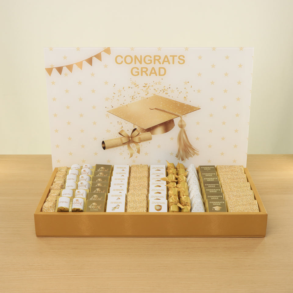 Graduation designed premium chocolate medium leather tray with backdrop