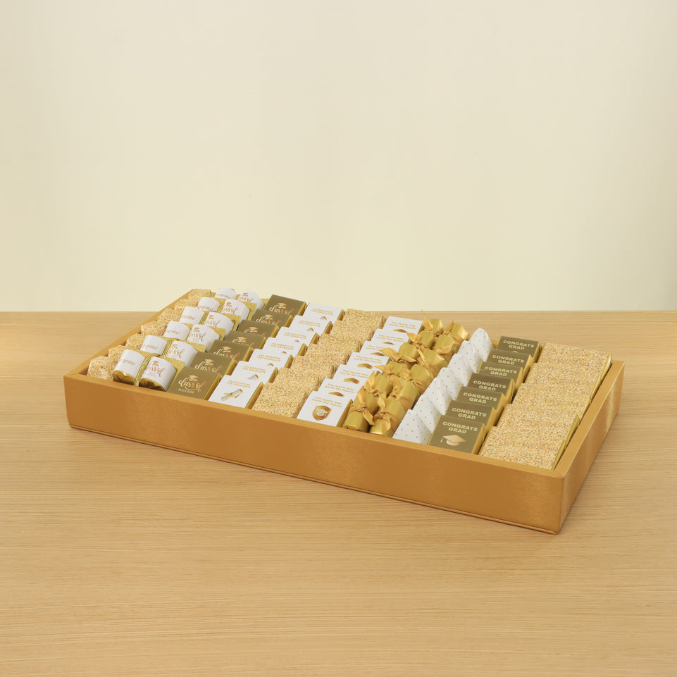 Graduation designed premium chocolate medium leather tray with backdrop