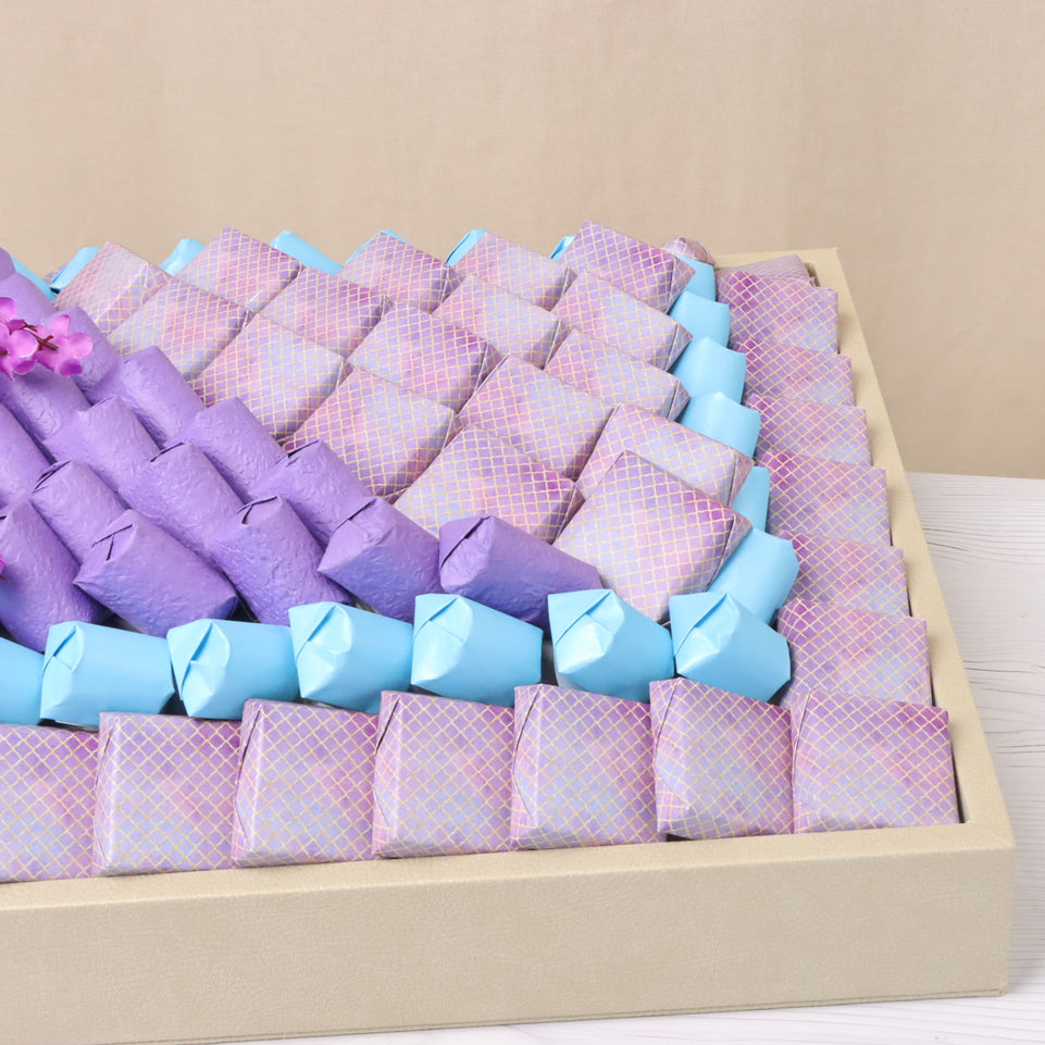 Cherry blossom decorated pattern design premium chocolate leather tray