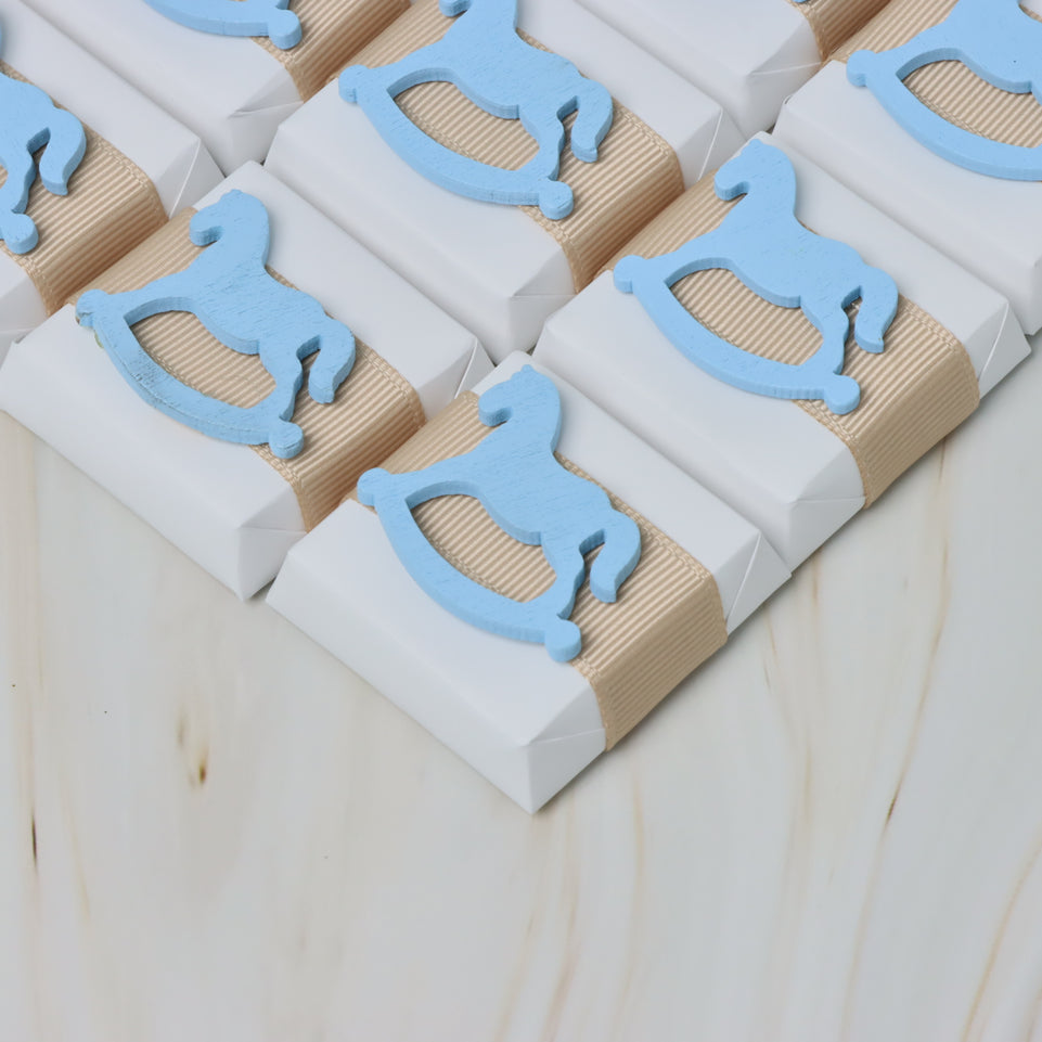 Baby boy rocking horse acrylic decorated chocolate