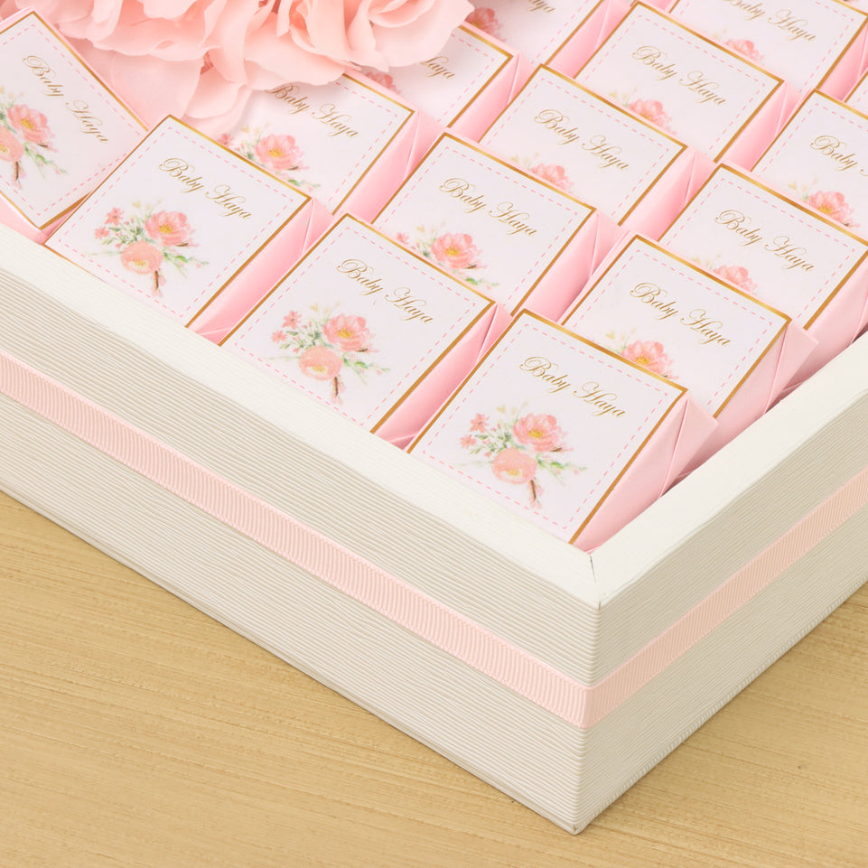 Baby flower designed personalized chocolate medium leather tray