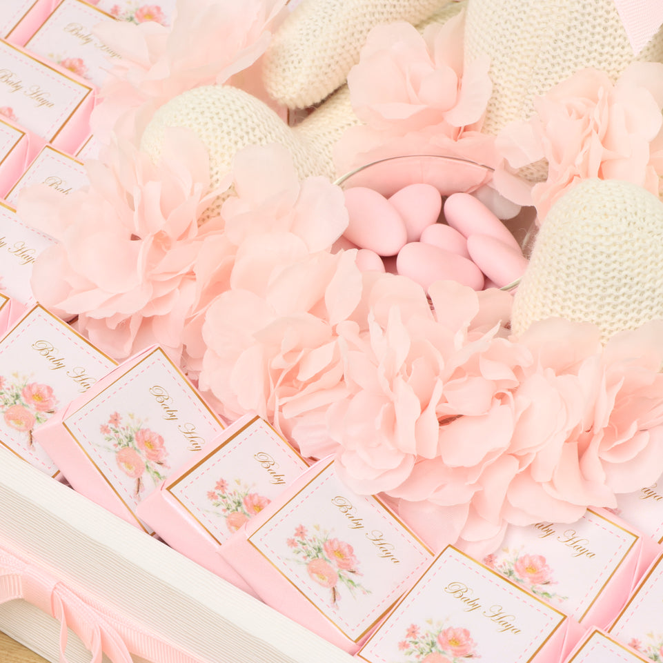 Baby flower designed personalized chocolate medium leather tray