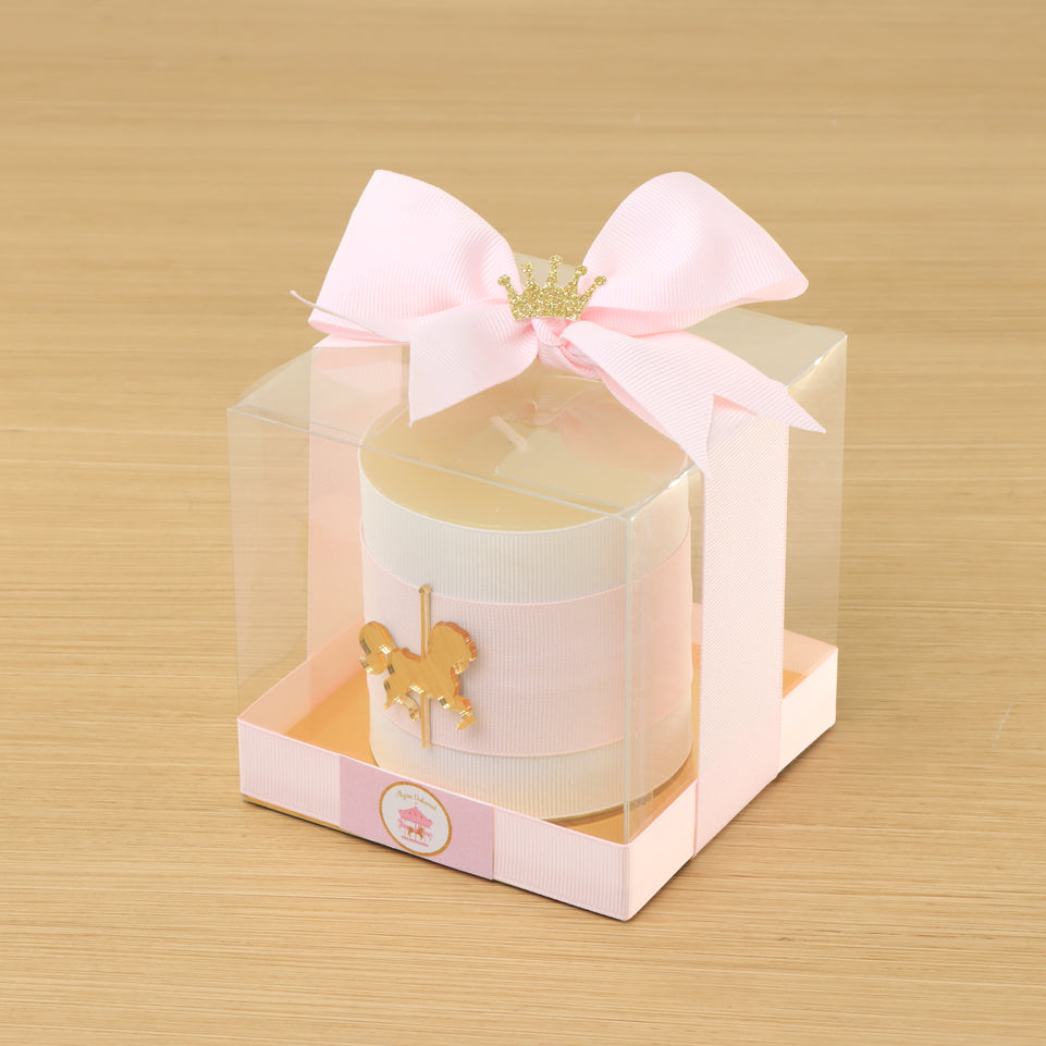 Set of 20 Baby carousel decorated candle clear box