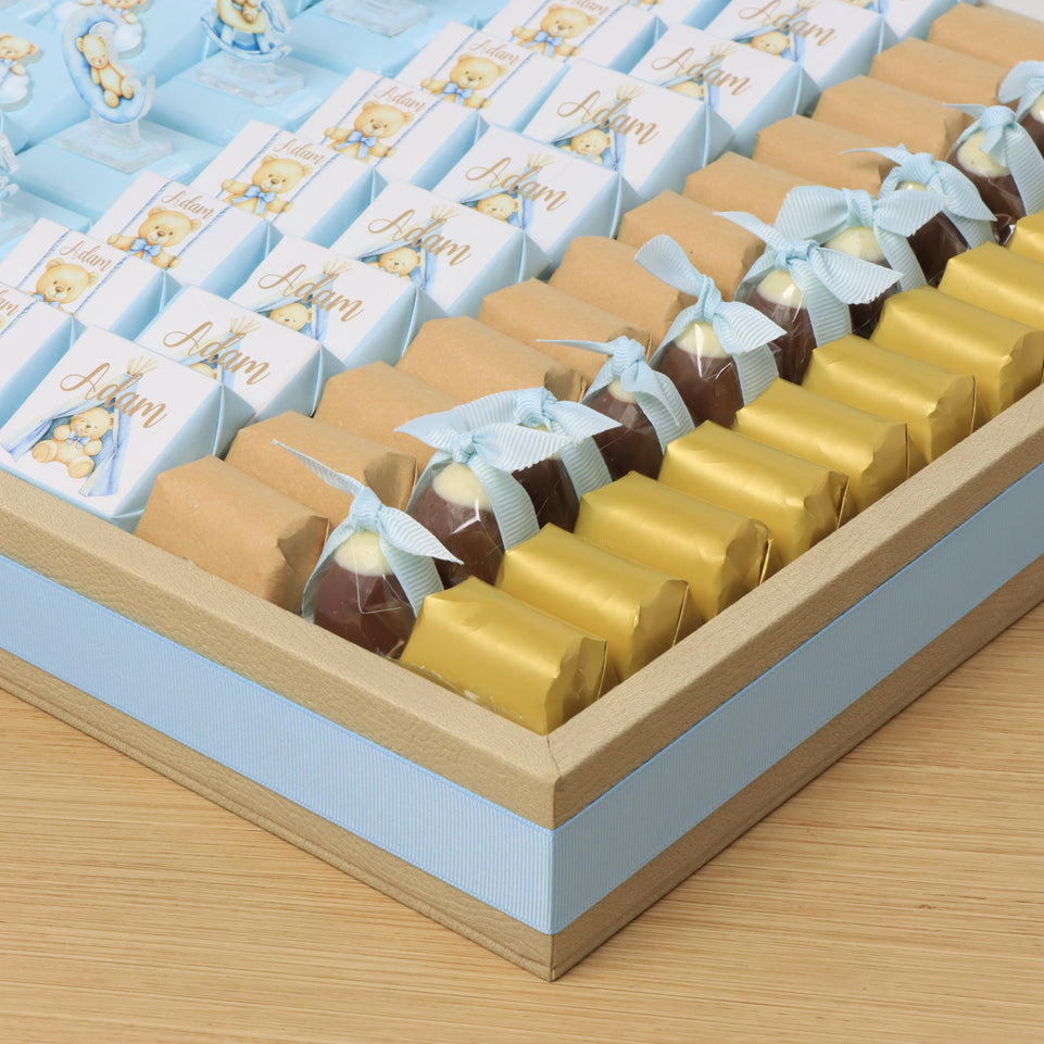 Little star designed premium chocolate large leather tray with acrylic backdrop