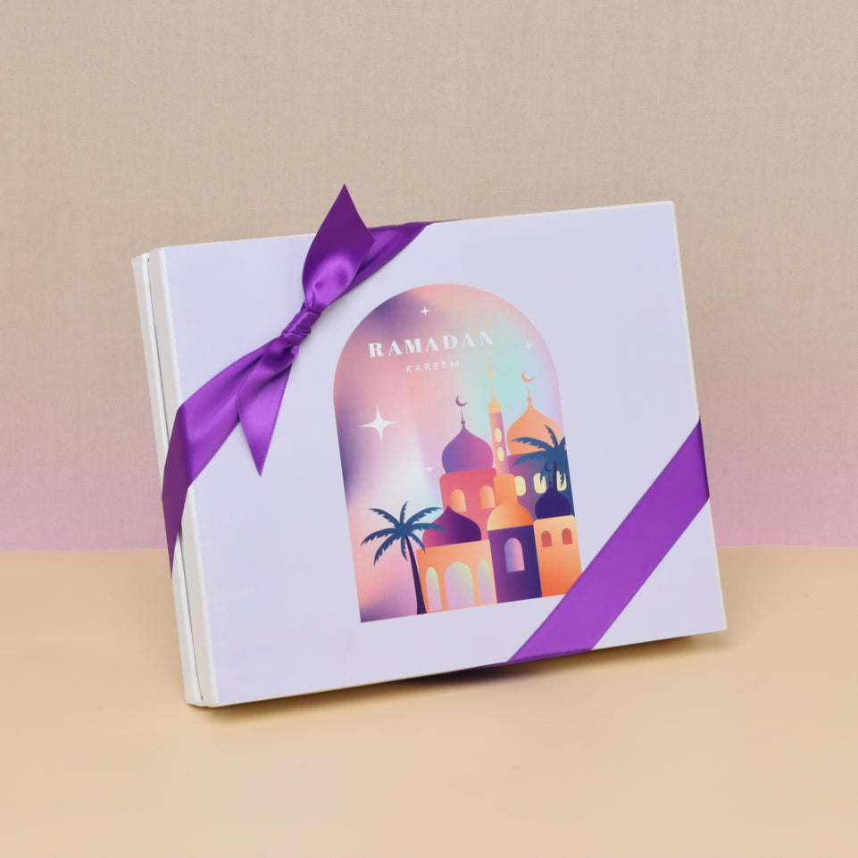 Ramadan kareem mosque designed chocolate & dates 20-piece hard box