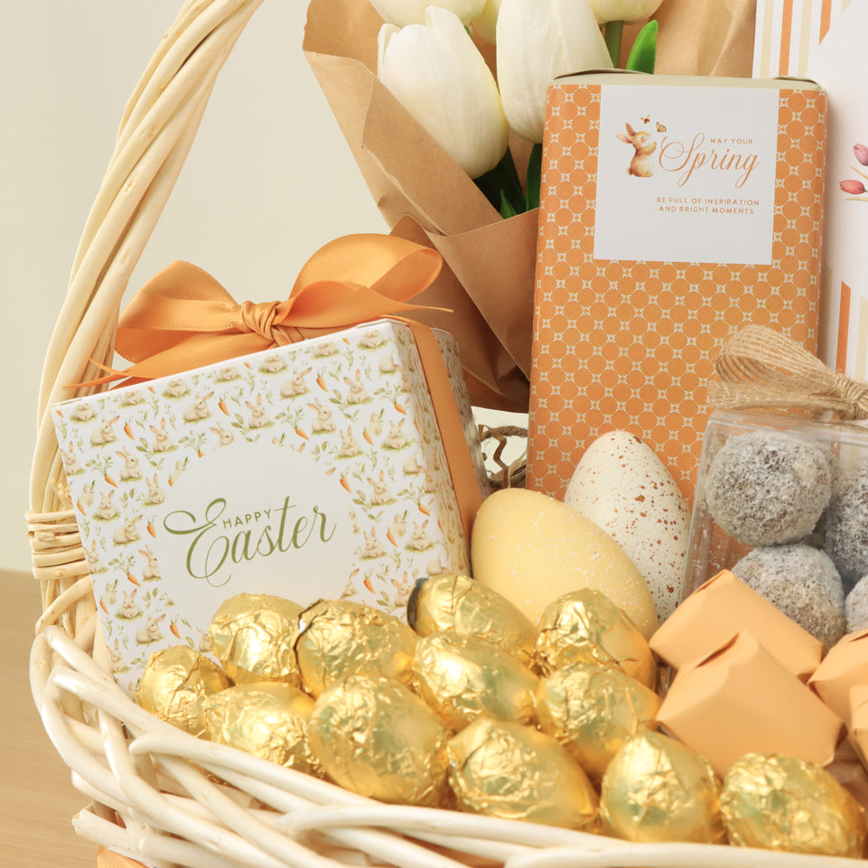 Happy Easter designed premium chocolate and sweets medium basket