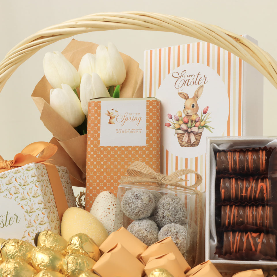 Happy Easter designed premium chocolate and sweets medium basket