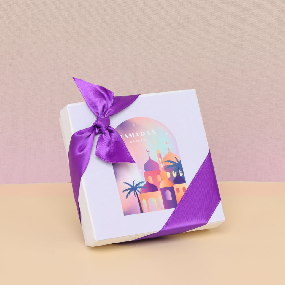 Set of 20 Ramadan Kareem mosque designed chocolate & dates hard box giveaway