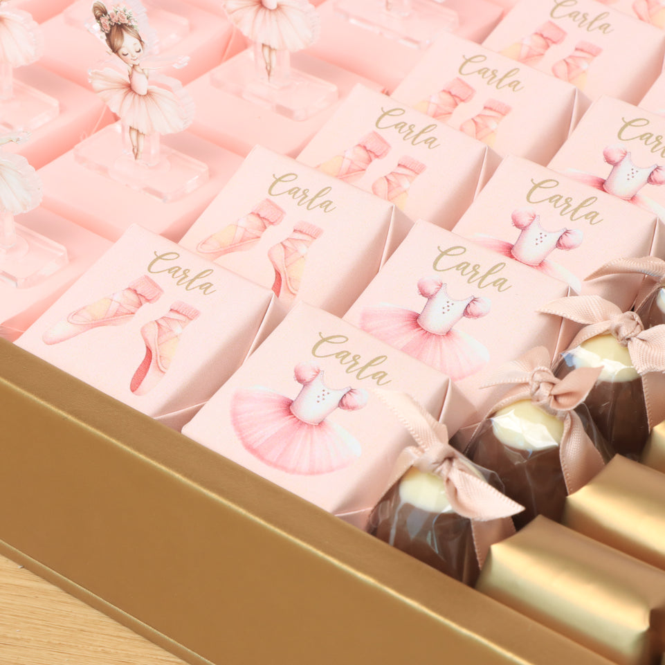 Baby girl ballerina theme design premium chocolate large leather tray with acrylic backdrop