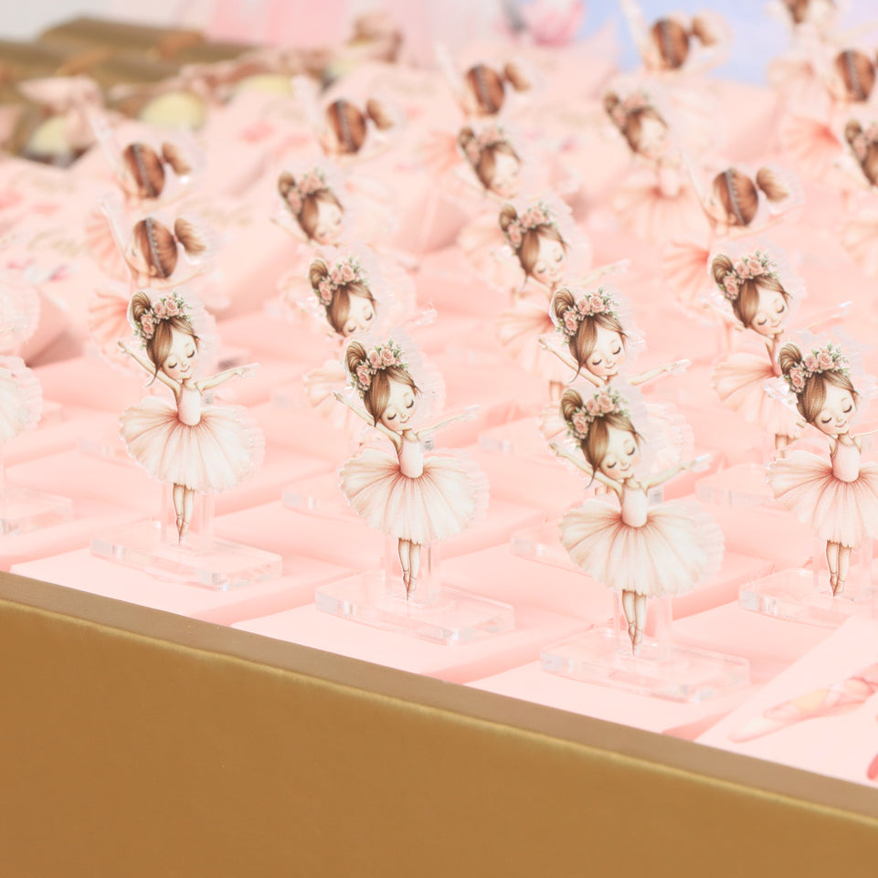 Baby girl ballerina theme design premium chocolate large leather tray with acrylic backdrop