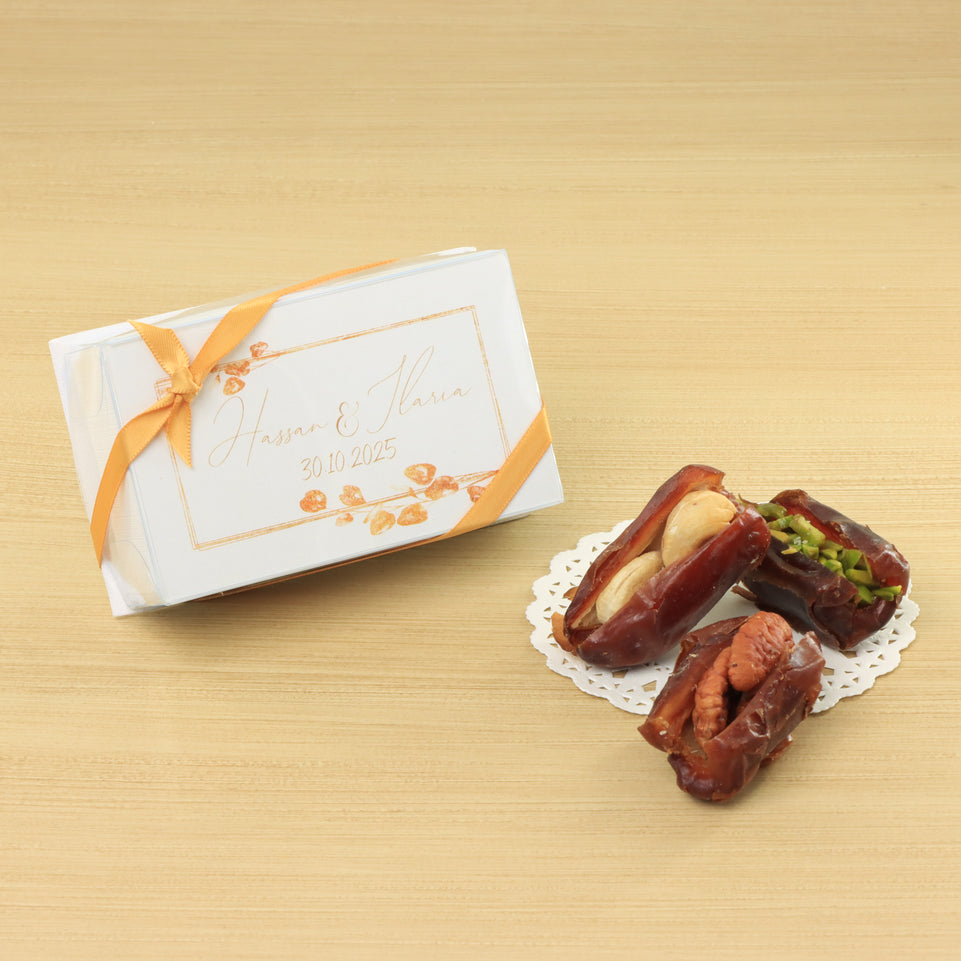 Set of 20 Bridal designed premium nut stuffed dates box