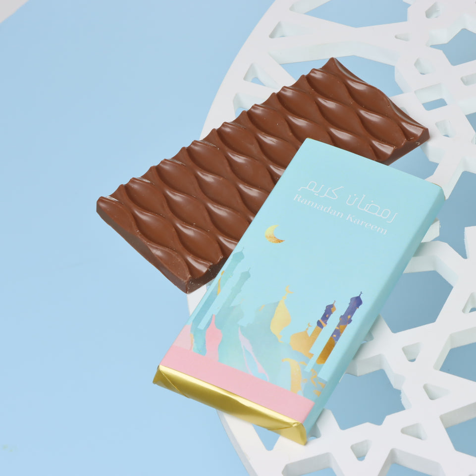 Ramadan kareem mosque designed block premium milk chocolate giveaway