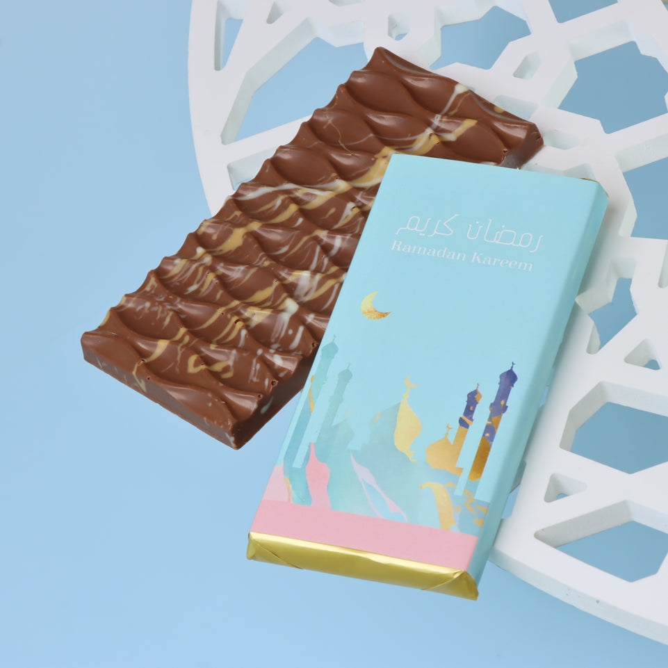 Set of 10 Ramadan mosque designed block premium knafeh pistachio milk chocolate giveaway