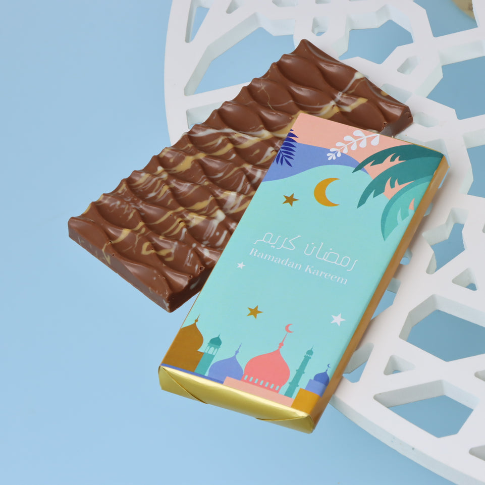 Set of 10 Ramadan kareem designed block premium knafeh pistachio milk chocolate giveaway