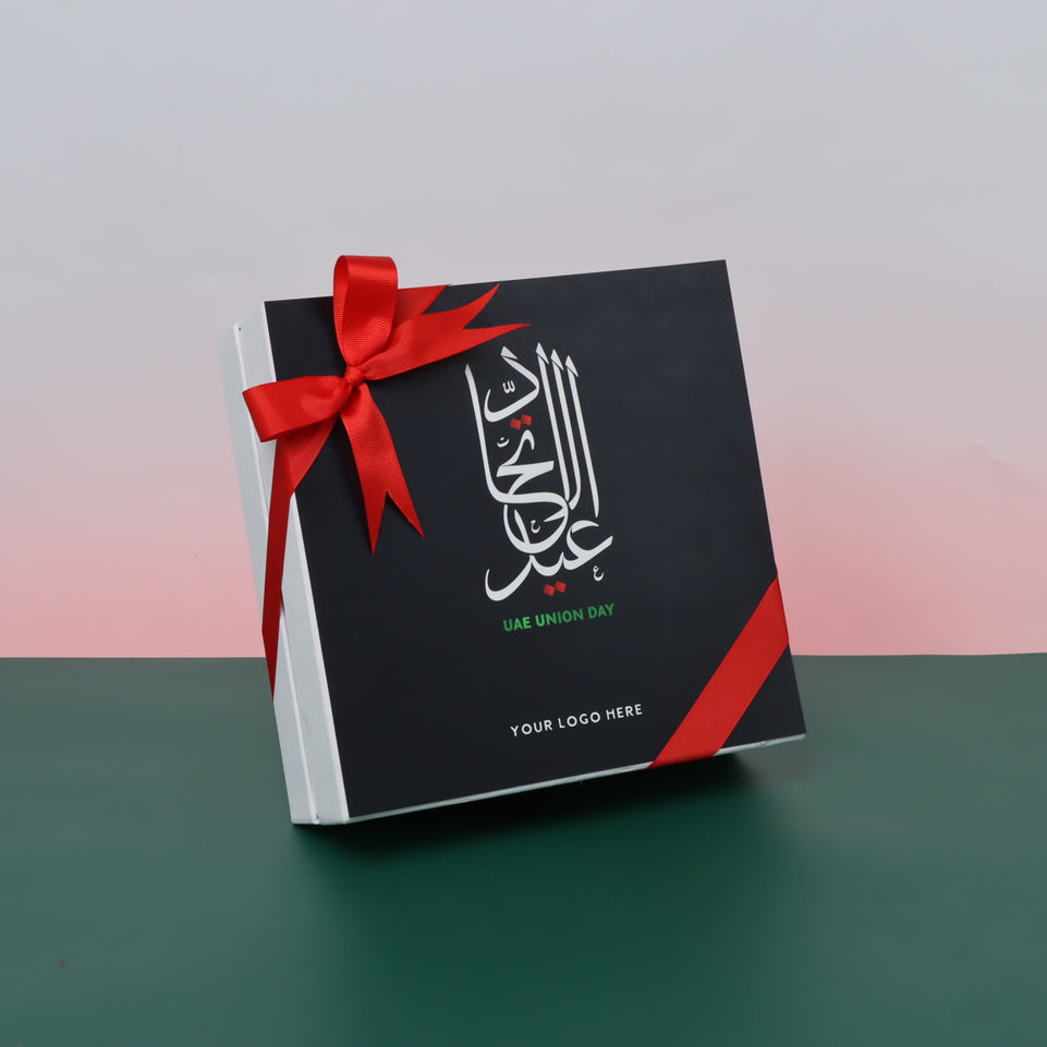 Arabic calligraphy national day with flag designed premium chocolate hard box