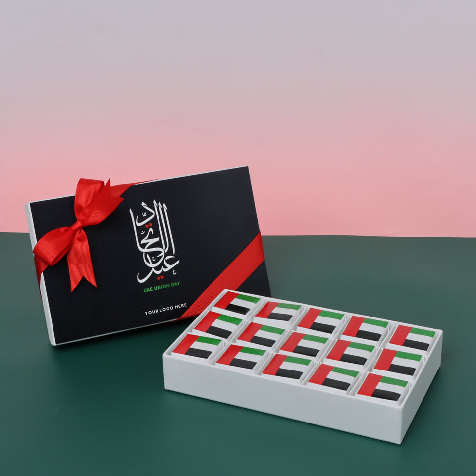 Arabic calligraphy national day designed 15 piece premium chocolate hard box