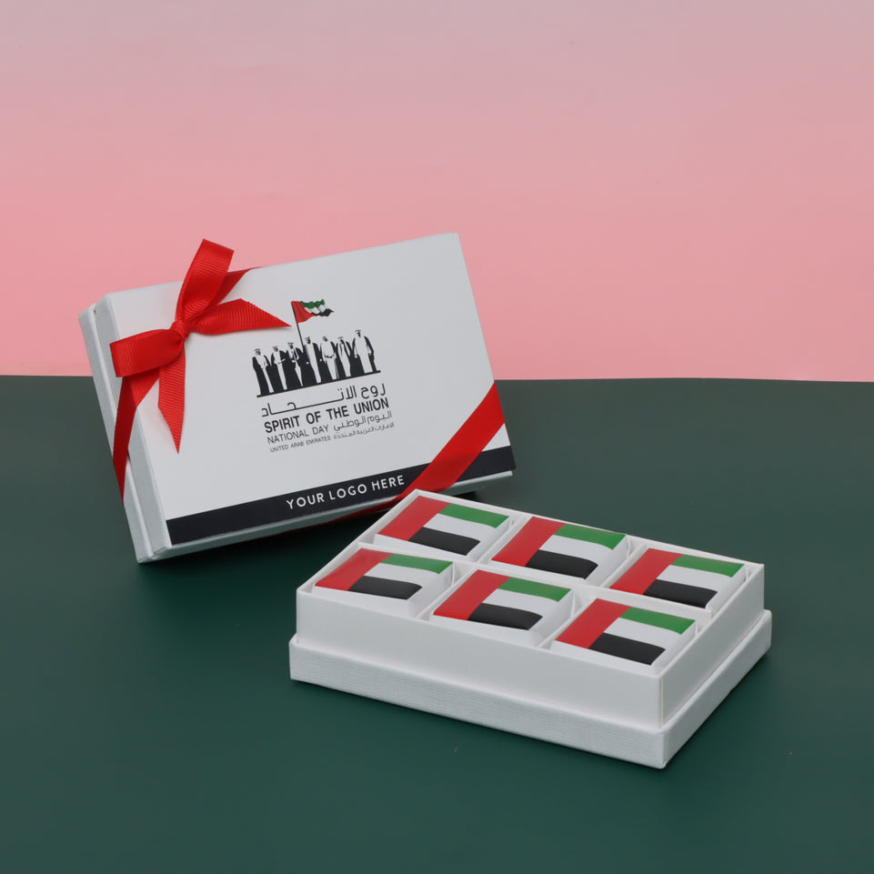 Set of 8 Spirit of the union national day with flag designed premium chocolate 6 piece hard box