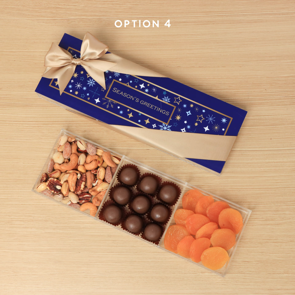 Season's greetings design premium chocolate and sweets gift acrylic box