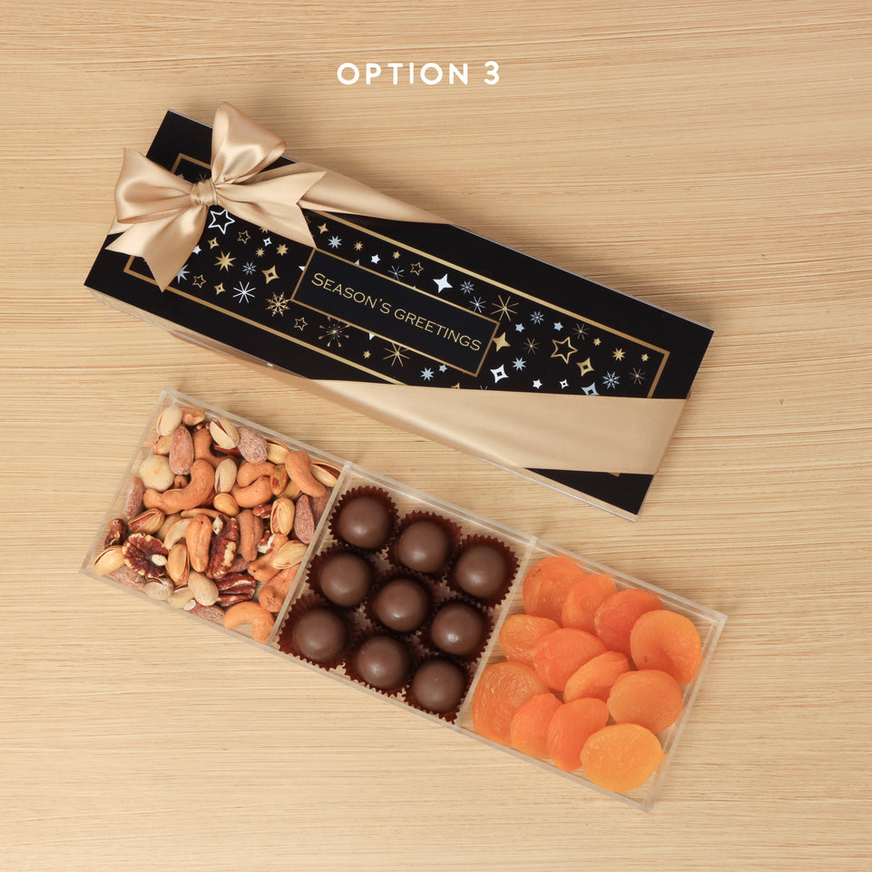 Season's greetings design premium chocolate and sweets gift acrylic box