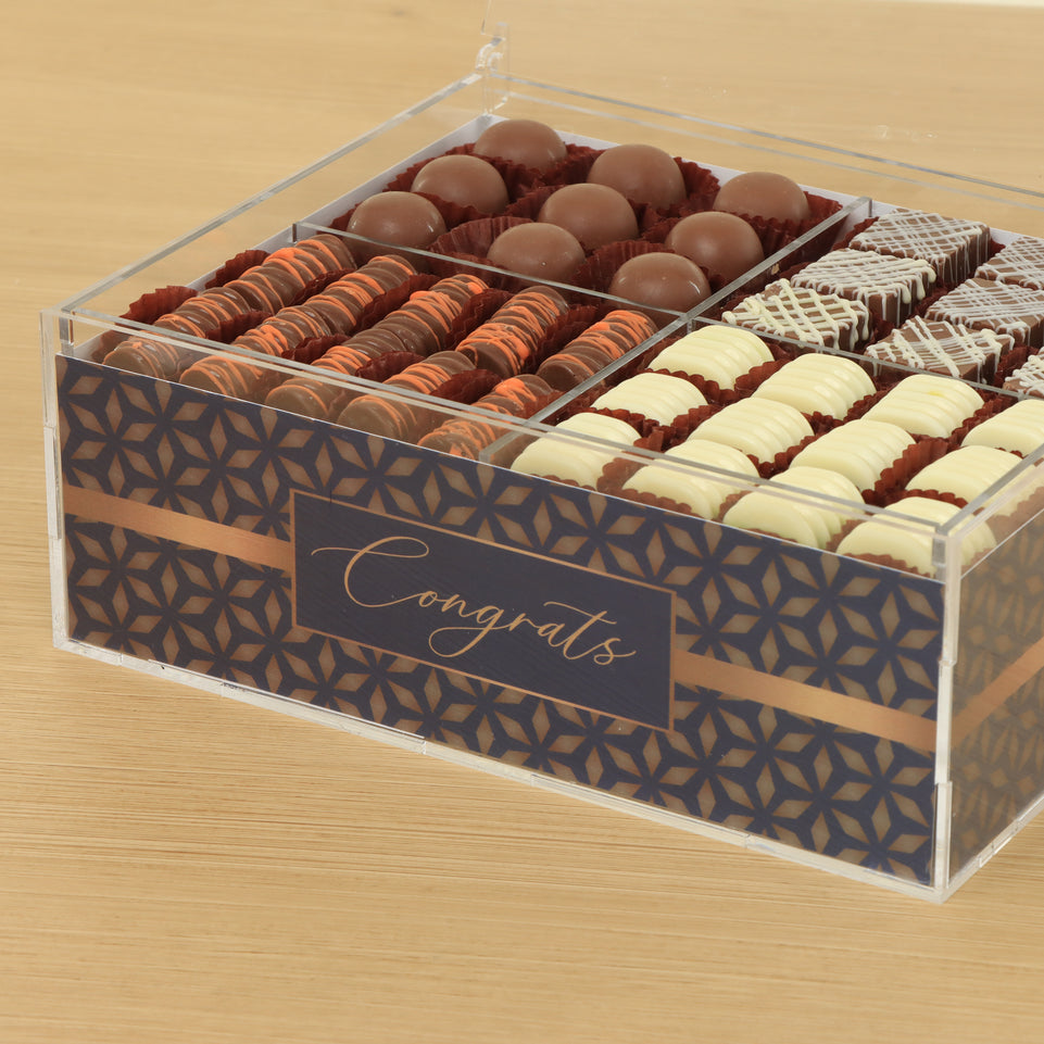 Congrat's designed premium chocolate small double acrylic tray