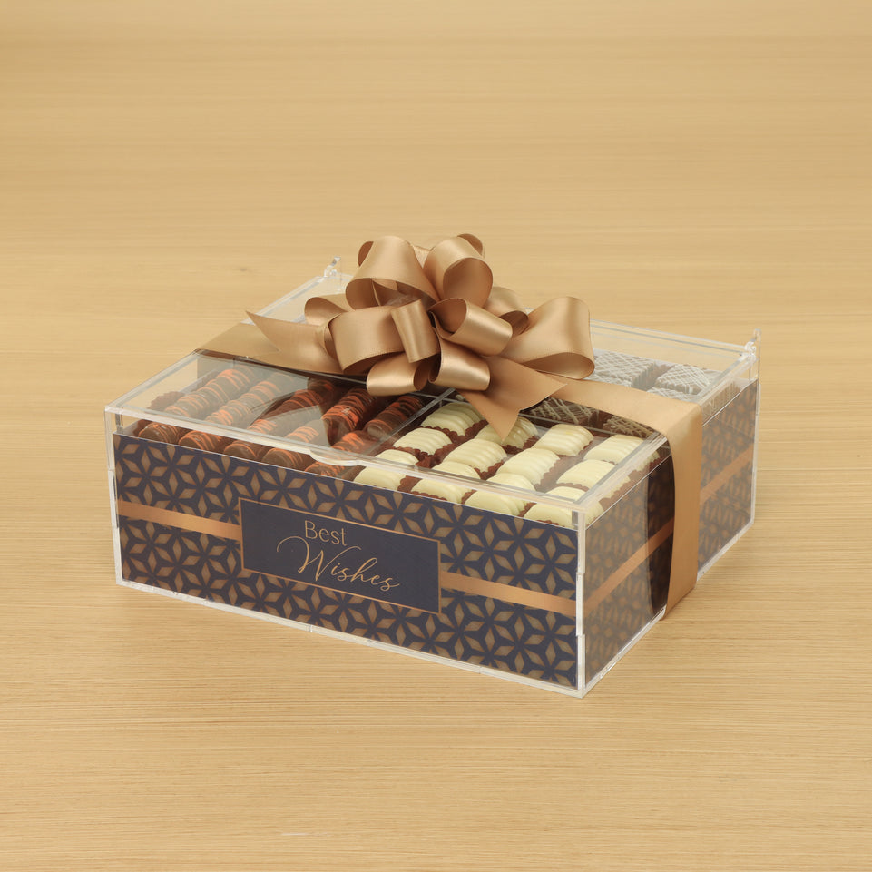 Best wishes designed premium chocolate small double acrylic tray