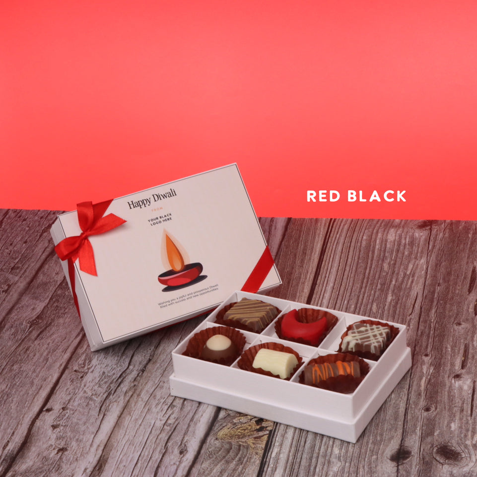 Set of 8 corporate customized diwali candle designed premium chocolate 6P hard box