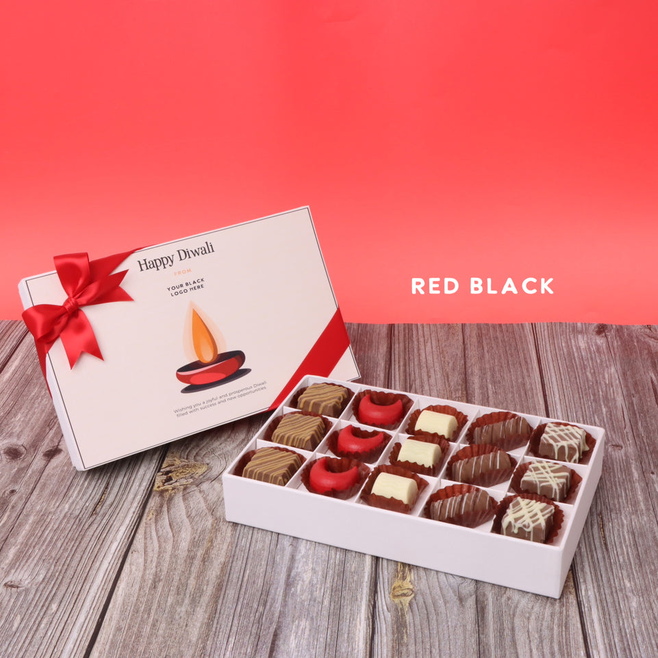 Set of 4 corporate customized diwali candle designed premium chocolate 15P hard box