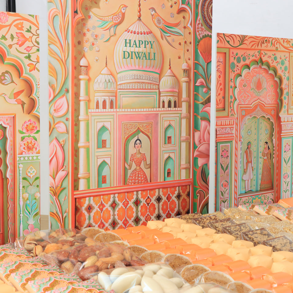Happy Diwali mosque designed premium chocolate & sweets large leather tray