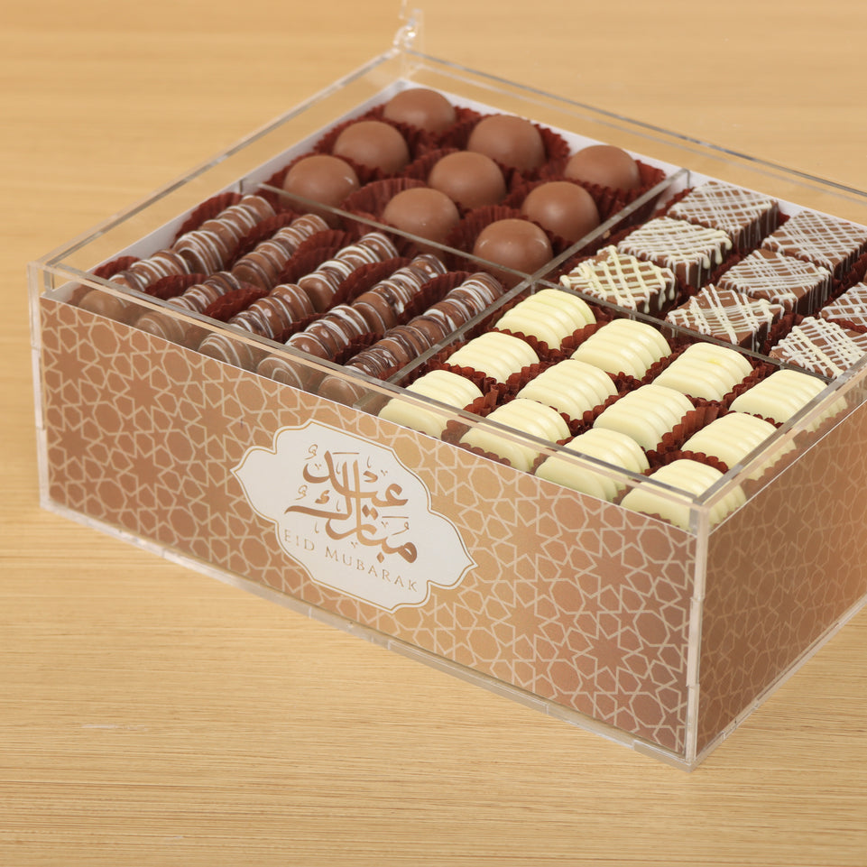 Eid Mubarak designed premium chocolate small double acrylic tray