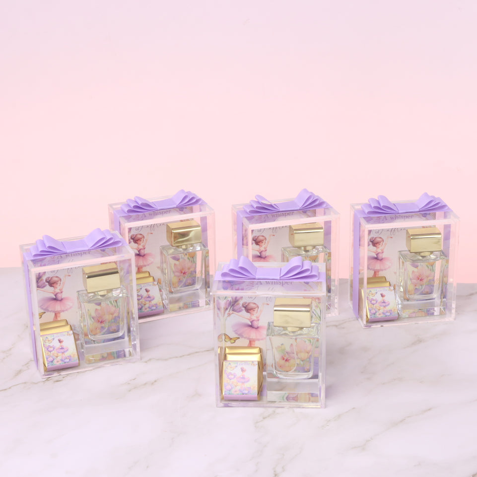 Ballerina theme personalized perfume and premium chocolate acrylic box