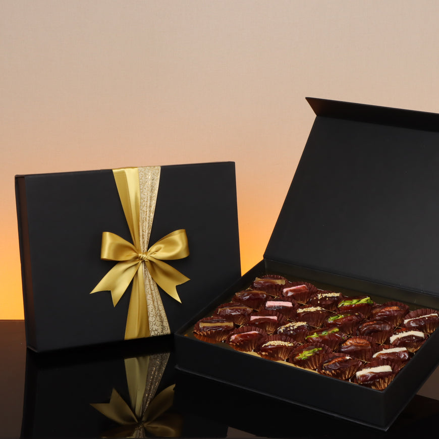 Luxury mixed stuffed dates magnetic black hard box