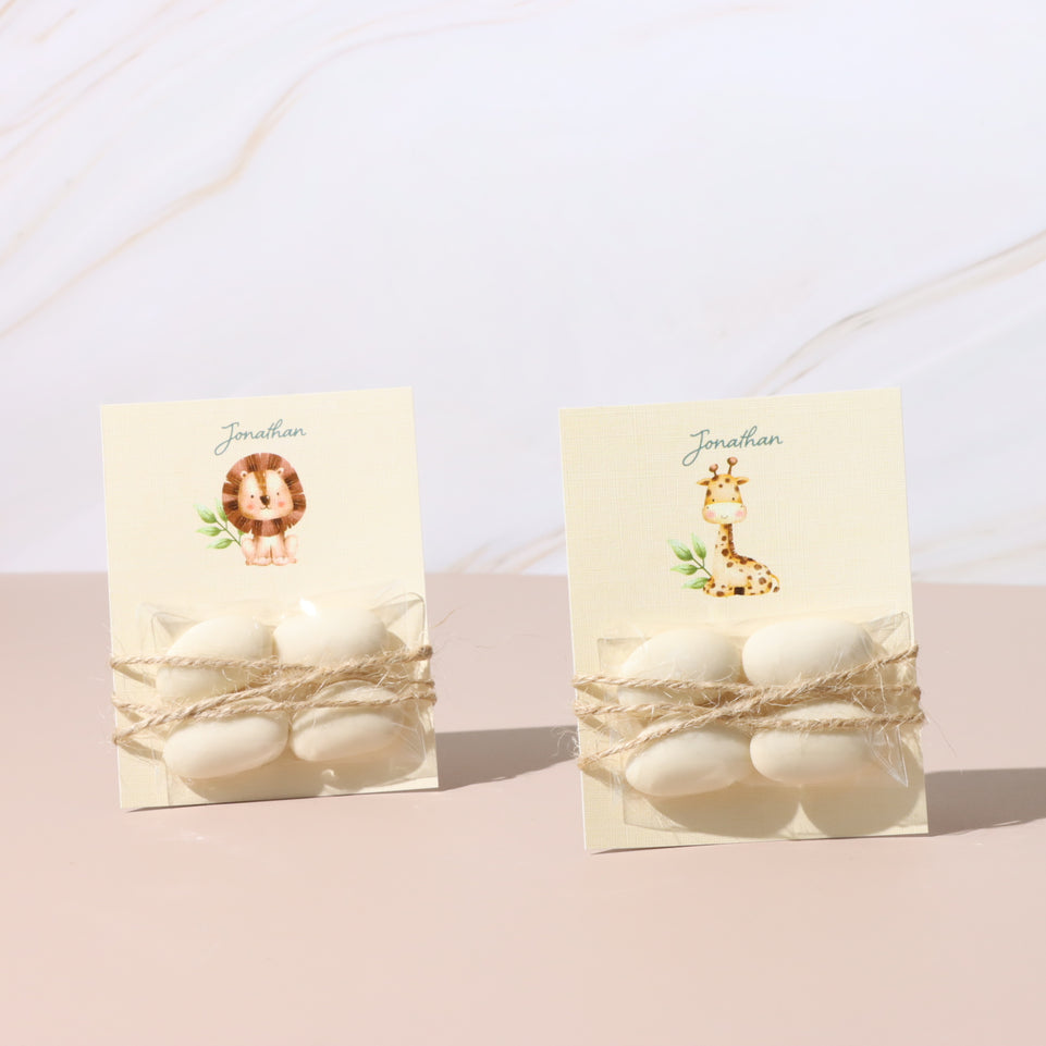 Set of 20 Baby boy almond dragees card