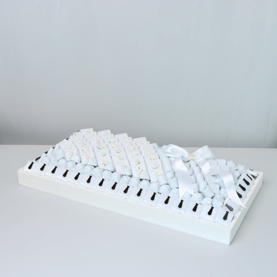 Wedding flower & acrylic tie decorated chocolate leather large tray