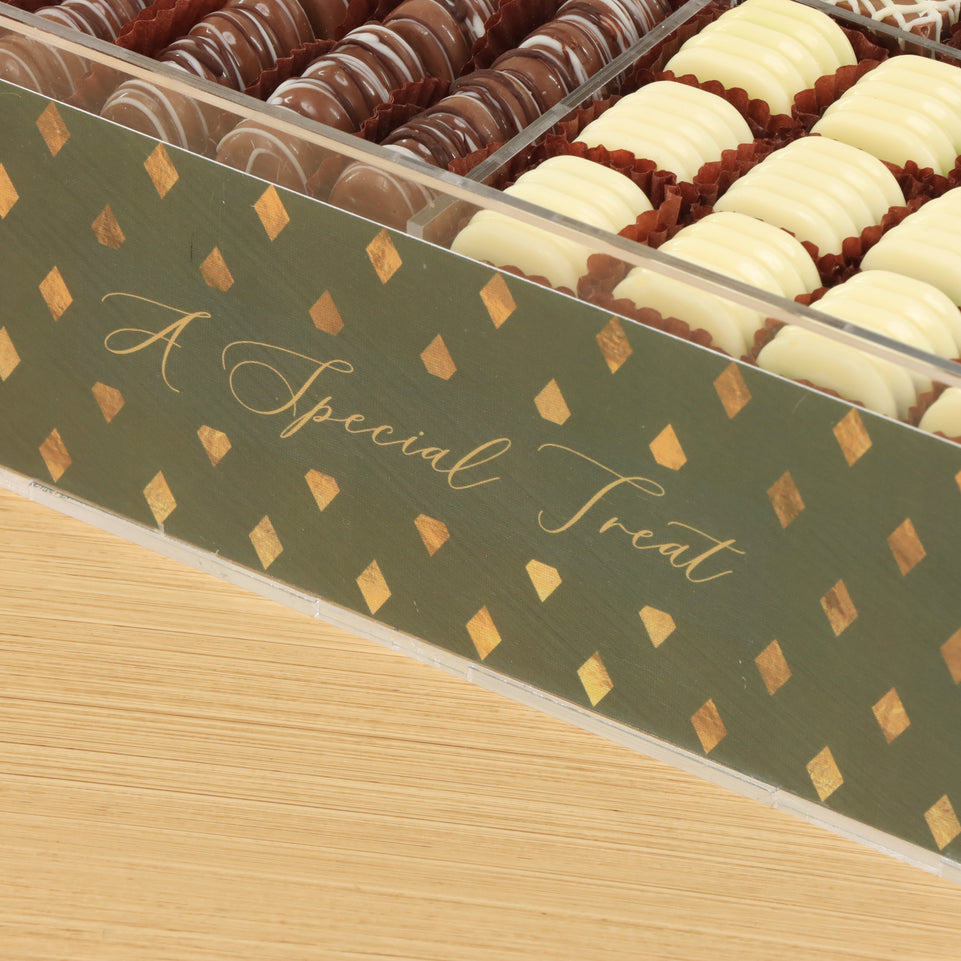 A special treat diamond pattern design premium chocolate small double acrylic tray