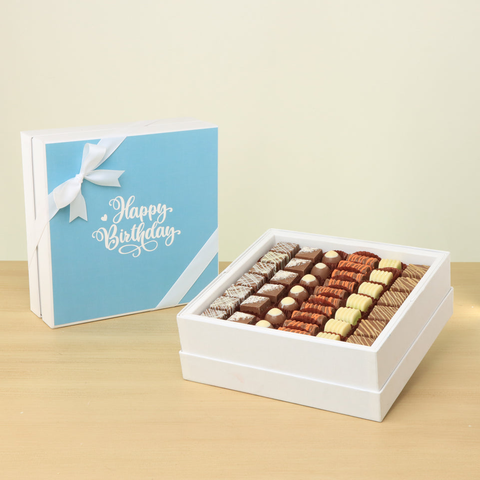 Happy birthday blue designed chocolate hard box