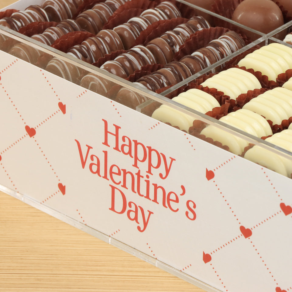 Happy Valentine's Day diamond heart liner design premium chocolate gift acrylic box