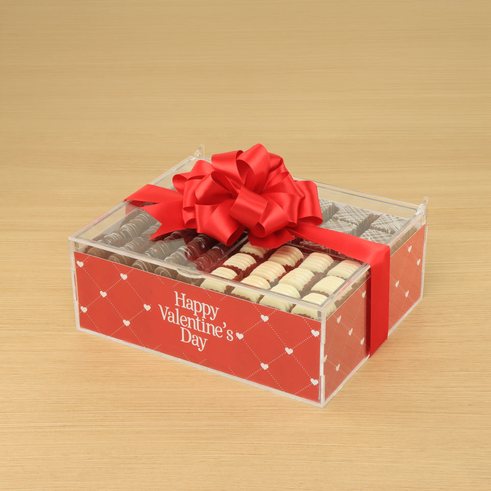Happy Valentine's Day diamond heart liner design premium chocolate gift acrylic box