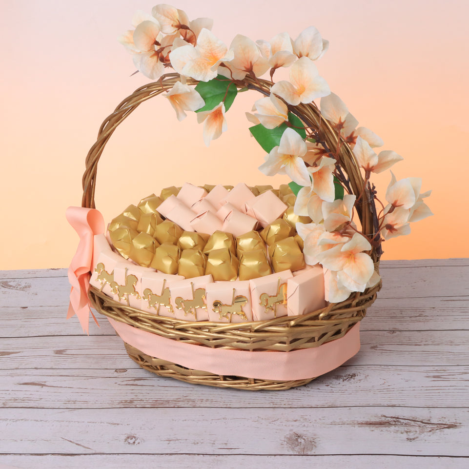 Baby Girl carousel them premium chocolate medium basket