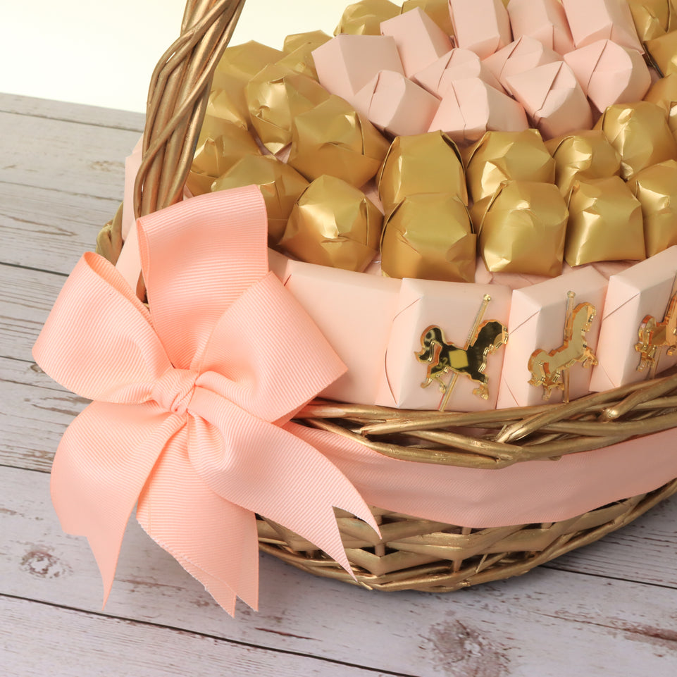 Baby Girl carousel them premium chocolate medium basket