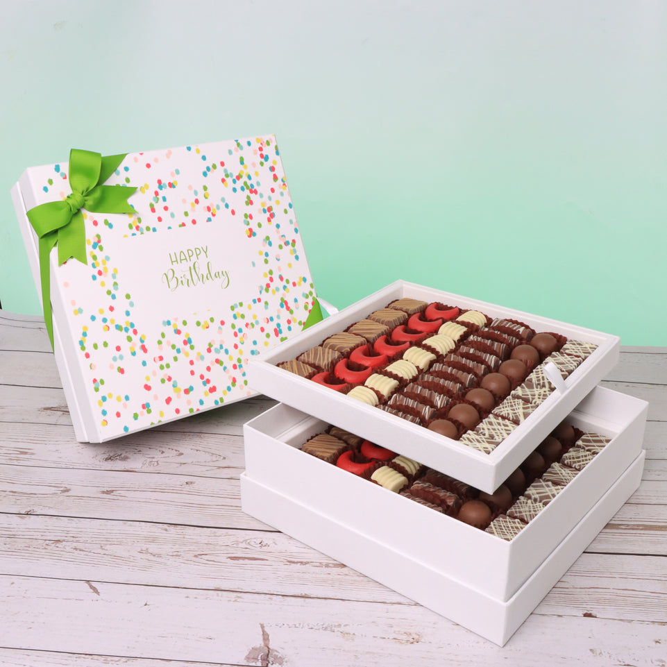 "Happy birthday" green designed premium chocolate 2-layer hard box