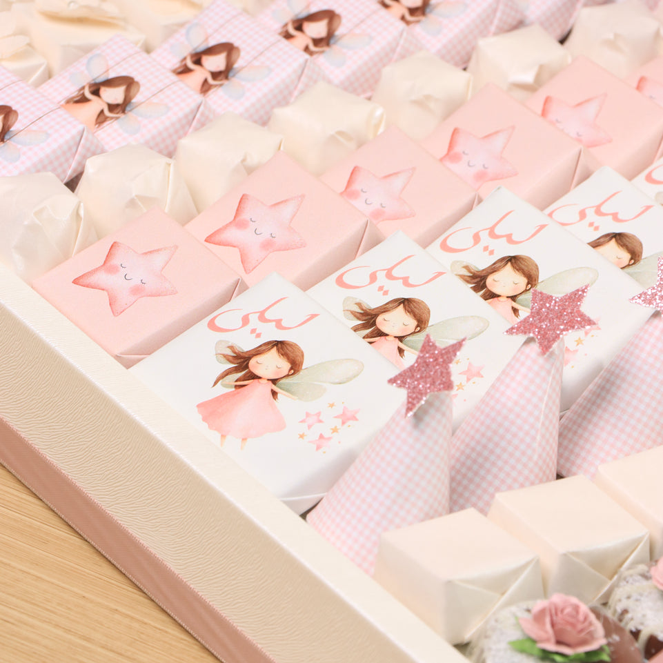Baby Girl Fairy design premium chocolate large leather tray
